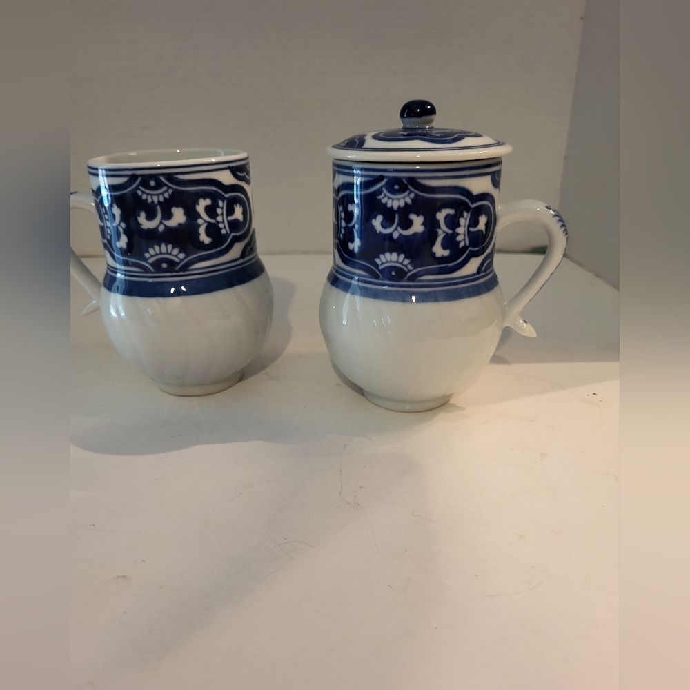 Metropolitan Museum Of Art 2 Porcelain Tea Mugs Asian Blue & White K'ANG…